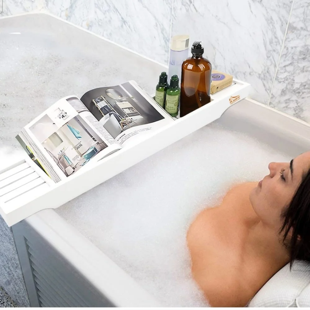 Bamboo Bathtub Organizer Bathroom Caddy